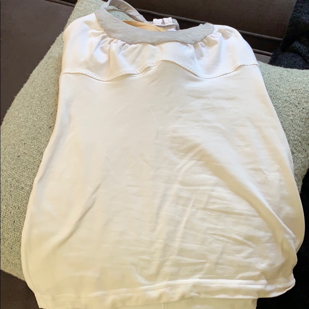 Lululemon | White Metallic Silver Scoop Me Up Tank